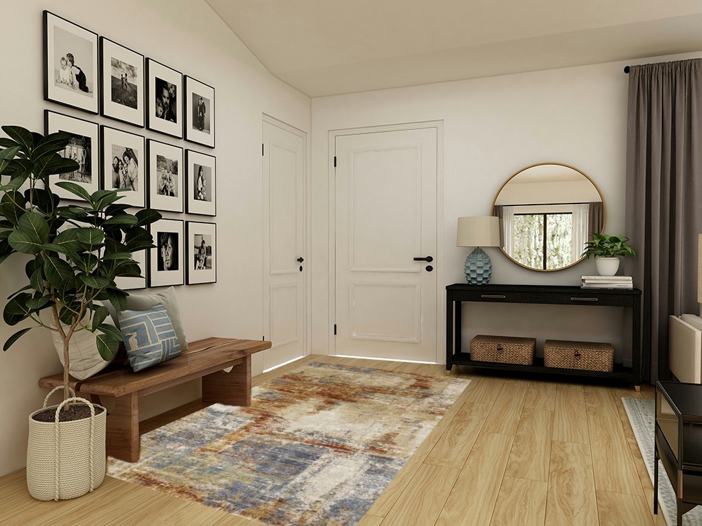 Blue rug ideas in Transitional Minimalistic Entryway