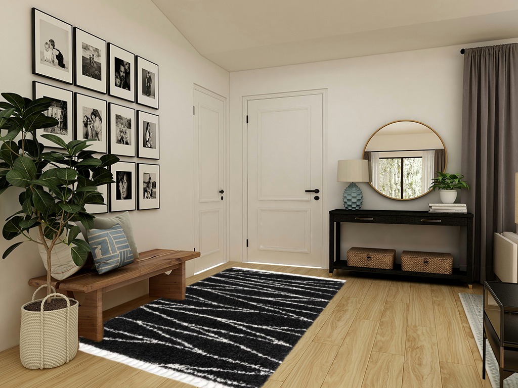 Abrahams Geometric Black/White Area Rug Hashtag Home Rug Size: Rectangle 5'3" x 8' in Transitional Minimalistic Entryway