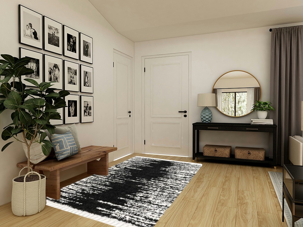 Knupp Abstract Black/White Area Rug Trent Austin Design Rug Size: Rectangle 5'3" x 8' in Transitional Minimalistic Entryway