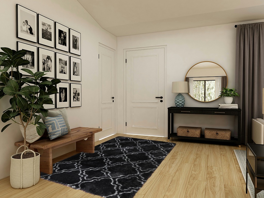 Amangel Soft Fuzzy Rugs for Living Room Bedroom,5x8 Feet Rug,Furry Carpet,Black & White Rug,Fluffy Plush Area Rug,Large Cool Modern Rugs for Apartment Home Office,Room Decor in Transitional Minimalistic Entryway
