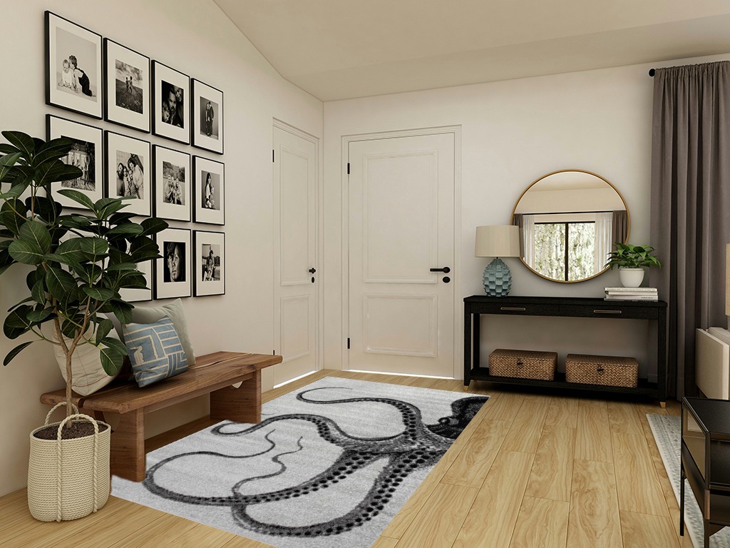 nuLOOM Adrienne Octopus Area Rug, 5x8, Grey in Transitional Minimalistic Entryway