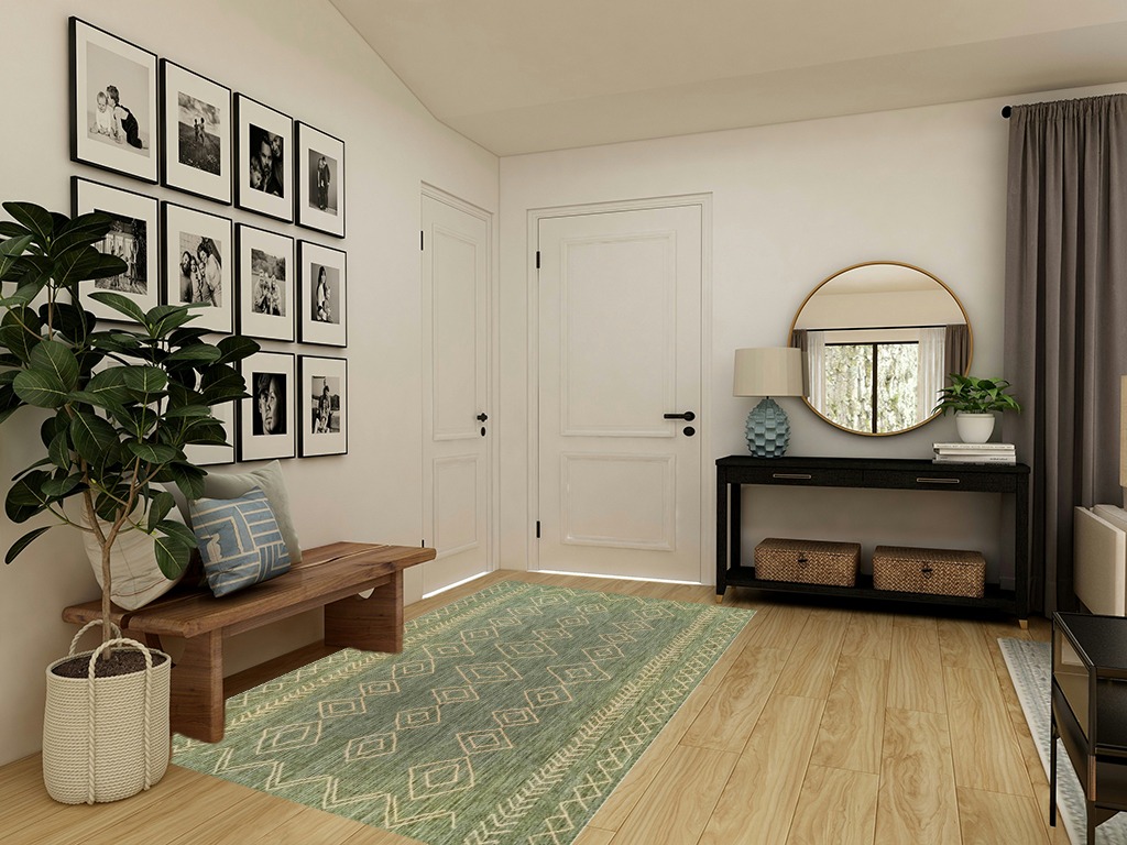 Green rug ideas in Transitional Minimalistic Entryway