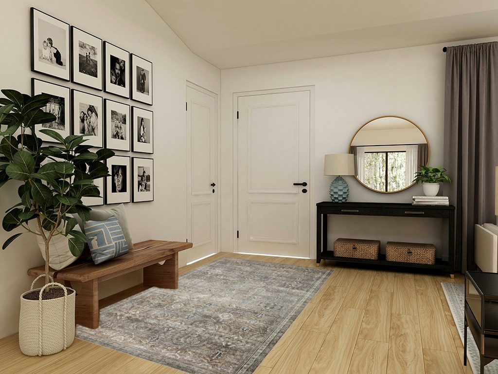 Loloi II Layla Collection LAY-13 Antique/Moss, Traditional 5'-0" x 7'-6" Area Rug in Transitional Minimalistic Entryway