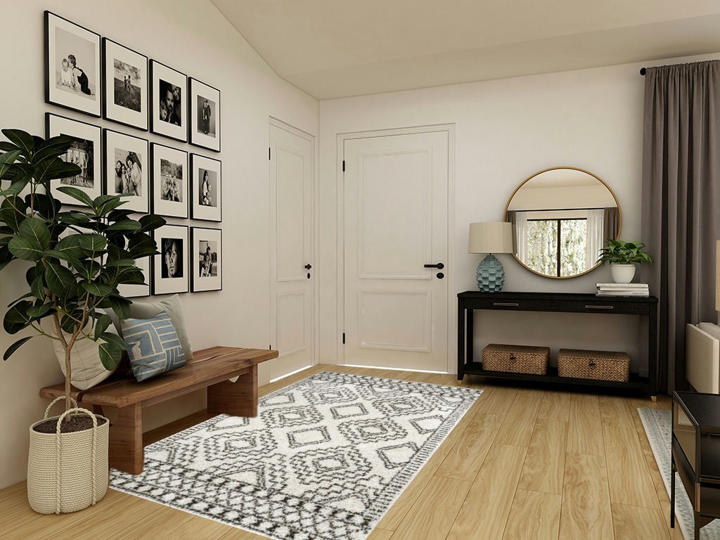 nuLOOM Lacey Moroccan Geometric Shag Area Rug, 5x8, Off-white in Transitional Minimalistic Entryway