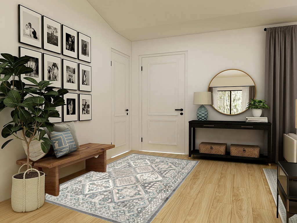 nuLOOM Becca Traditional Tiled Area Rug, 5x8, Charcoal in Transitional Minimalistic Entryway
