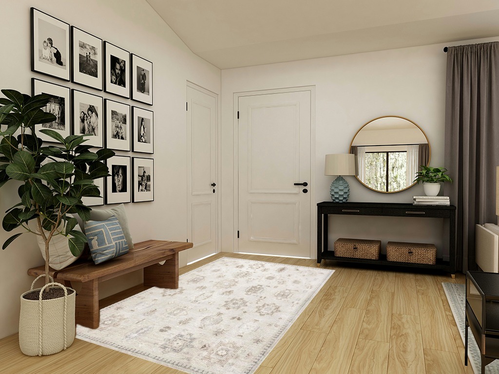 Entryway rug ideas washable in Transitional Minimalistic Entryway