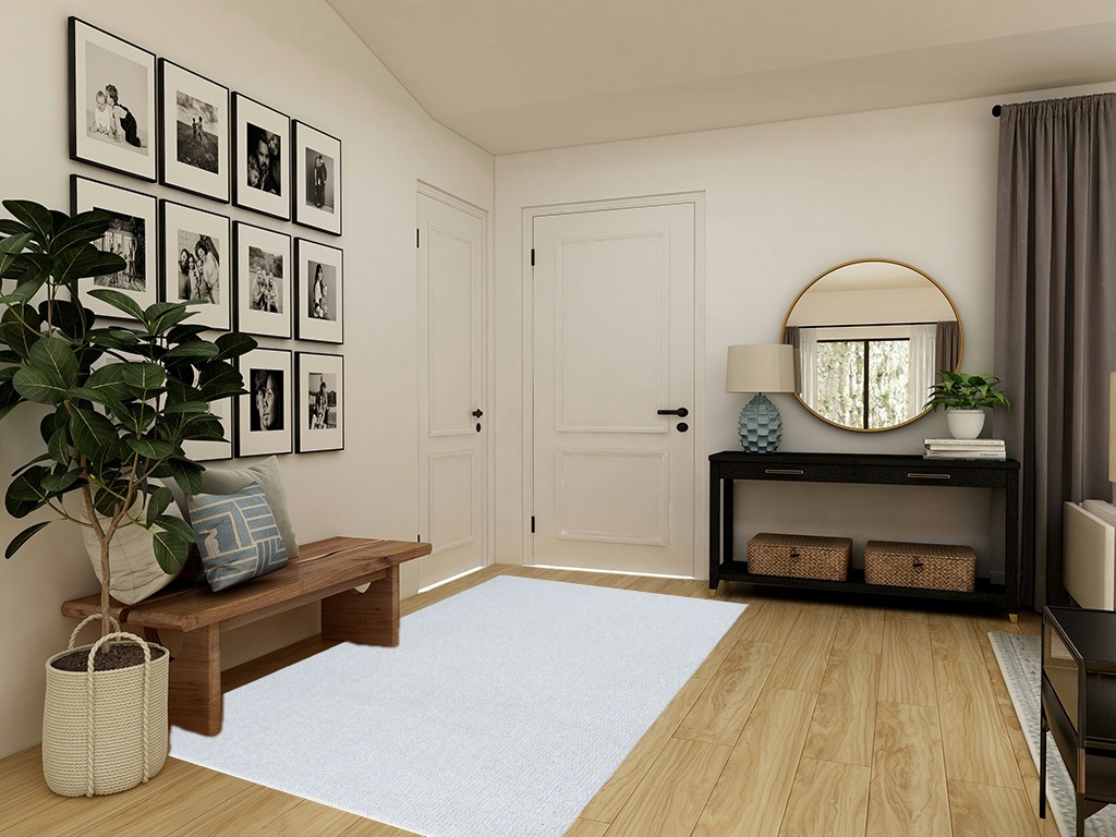 Blue rug ideas in Transitional Minimalistic Entryway