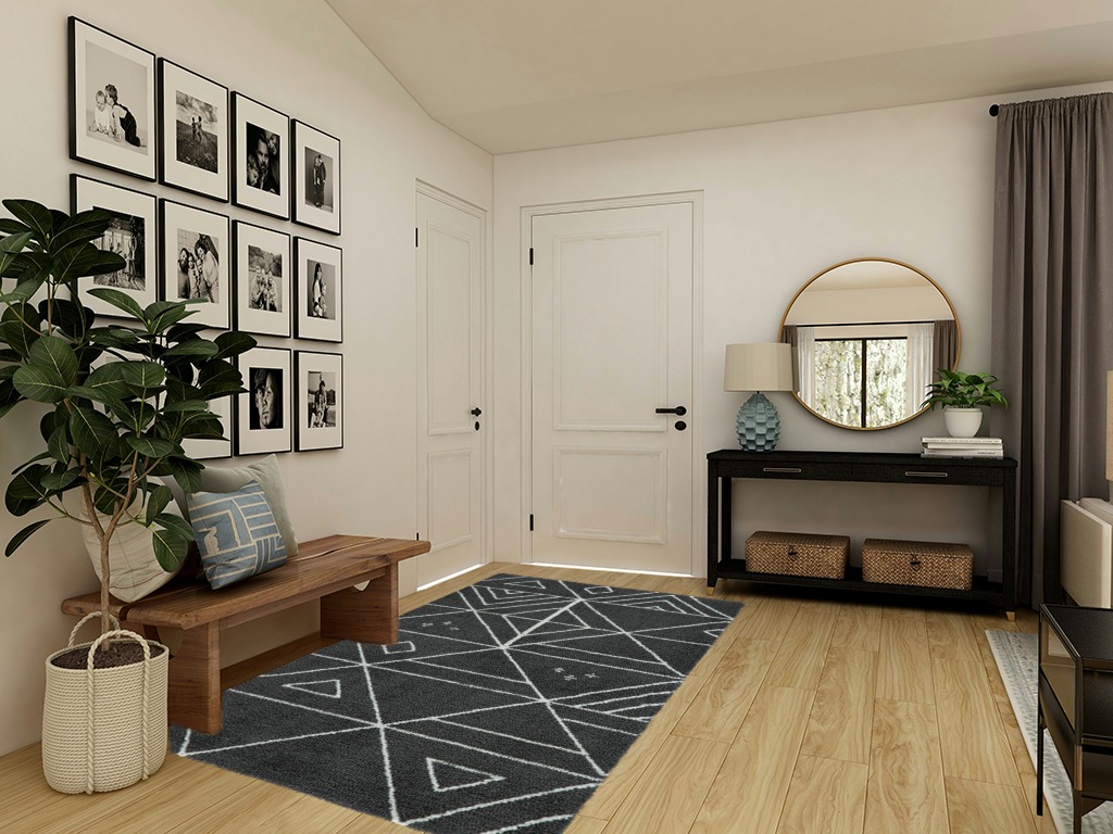 Zacoo 5x8 Area Rugs for Living Room Boho Rugs Non Slip No Shedding Carpet Geometric Floor Carpet Soft Thick Throw Rug Floor Cover Rugs for Bedroom Dorm Office, Grey in Transitional Minimalistic Entryway