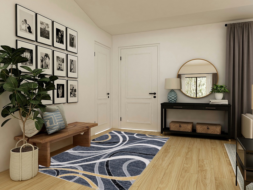Safavieh Odyssey Collection Area Rug - 5'3" x 7'6", Black & Grey Gold, Modern Abstract Design, Non-Shedding & Easy Care, Ideal for High Traffic Areas in Living Room, Bedroom (ODY812Z) in Transitional Minimalistic Entryway