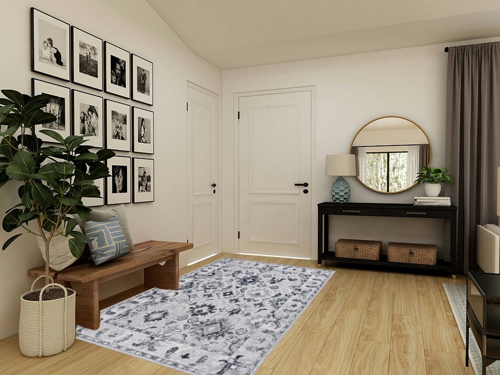 Safavieh Odyssey Collection Area Rug - 5'3" x 7'6", Grey & Black, Vintage Oriental Design, Non-Shedding & Easy Care, Ideal for High Traffic Areas in Living Room, Bedroom (ODY850F) in Transitional Minimalistic Entryway