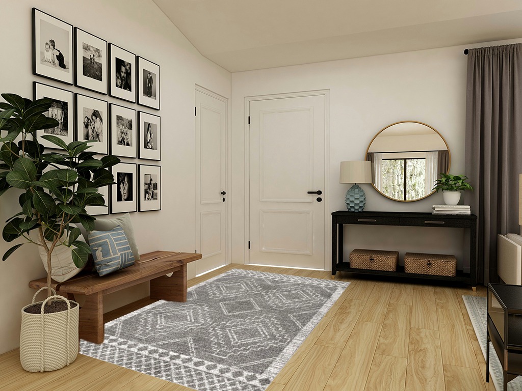 JONATHAN Y MOH200C-5 Amir Moroccan Beni Souk Indoor Area-Rug Bohemian Farmhouse Rustic Geometric Easy-Cleaning Bedroom Kitchen Living Room Non Shedding, 5 X 8, Gray,Cream in Transitional Minimalistic Entryway