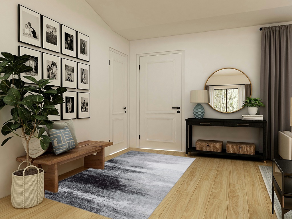 GAOMON Industrial Black Abstract Rug for Living Room, Bedroom, Dining Room, Office, Black and White Modern Abstract Rugs, Non-Shedding, Easy Care, Non-Slip Rug, 5 X 8 in Transitional Minimalistic Entryway