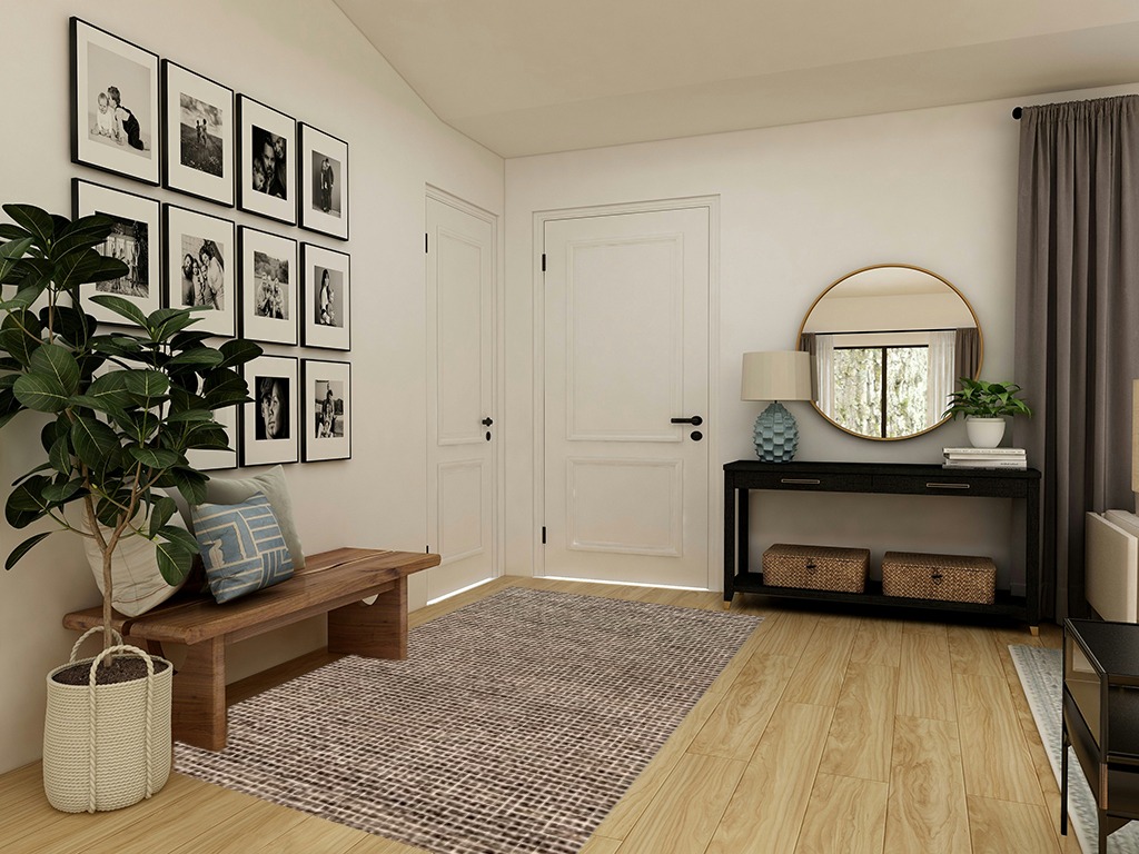 Rugs USA x Arvin Olano Melrose Checked Wool Area Rug - 5x8 Area Rug Farmhouse Brown/Ivory for Living Room Bedroom Dining Room Kitchen in Transitional Minimalistic Entryway