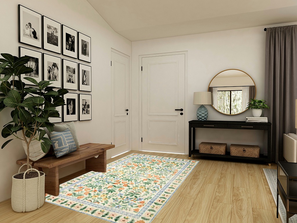 Loloi Rifle Paper Co. x Eden Mughal Garden Cream 5'-0" x 7'-6" Area Rug in Transitional Minimalistic Entryway