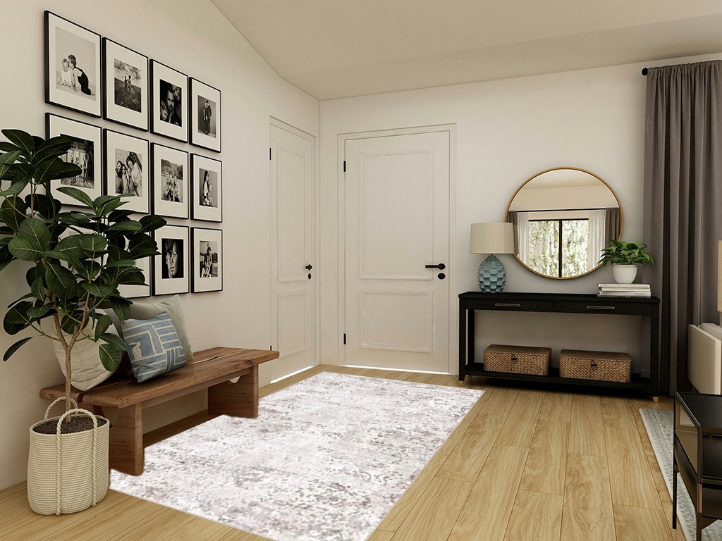 Unique Loom Eos Collection Area Rug - Borealis (5' 3" x 8' Rectangle, Stone Gray/ Ivory) in Transitional Minimalistic Entryway