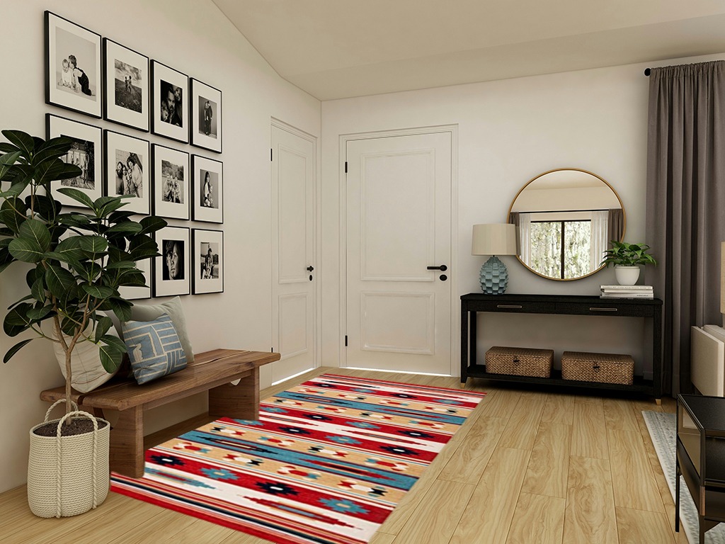 Safavieh Kilim Collection Area Rug - 5' x 8', Beige & Red, Handmade Flat Weave Wool, Ideal for High Traffic Areas in Living Room, Bedroom (KLM712A) in Transitional Minimalistic Entryway