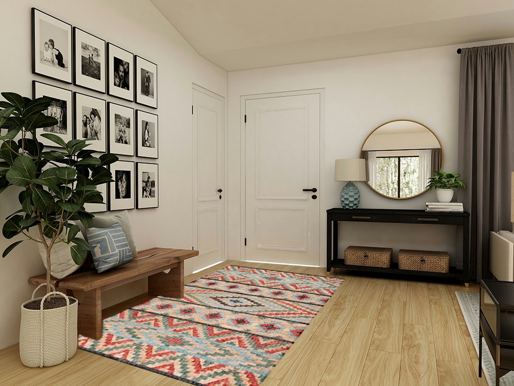 SAFAVIEH Kilim Collection Area Rug - 5' x 8', Natural & Red, Flat Weave Jute Design, Ideal for High Traffic Areas in Living Room, Bedroom (KLM758Q) in Transitional Minimalistic Entryway