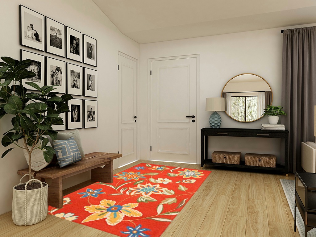 SAFAVIEH Blossom Collection 5' x 8' Rust / Multi BLM673A Handmade Premium Wool Area Rug in Transitional Minimalistic Entryway