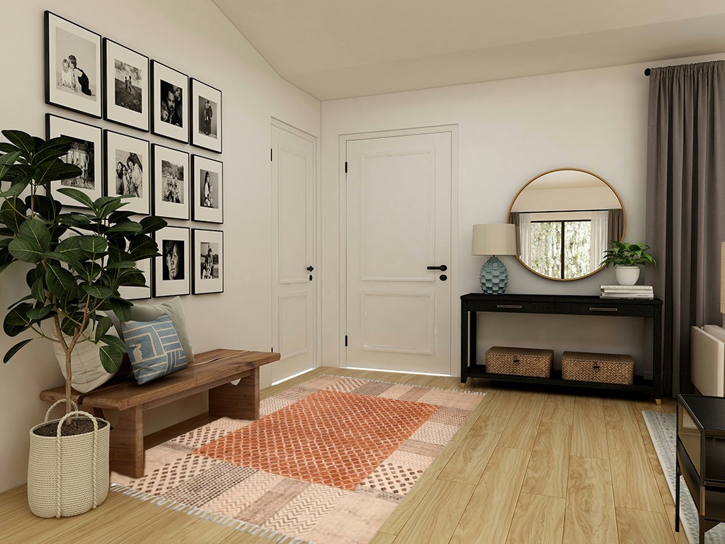 CASAVANI Collection Rectangular Rug - 5x8 Area Rug Orange Cotton Dhurrie Bordered Kilim Rug Indoor Outdoor Use Carpet Flatweave Rug High Traffic Area in Bedroom Dining Room Living Room in Transitional Minimalistic Entryway