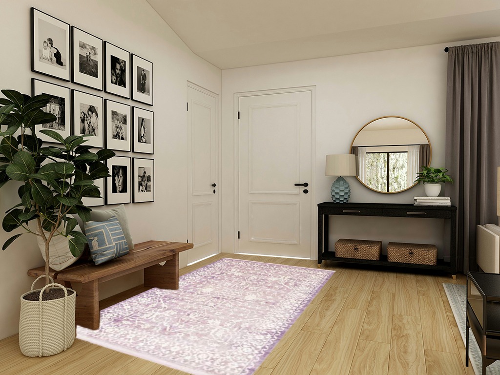 Unique Loom Traditional Classic Intricate Design Distressed Vintage Detail, Area Rug, 5 ft x 8 ft, Purple/Ivory in Transitional Minimalistic Entryway