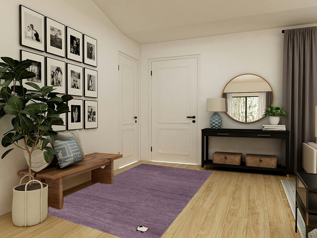 SAFAVIEH Himalaya Collection Area Rug - 5' x 8', Purple, Handmade Wool, Ideal for The Living Room, Bedroom, Dining Room (HIM451V-5) in Transitional Minimalistic Entryway