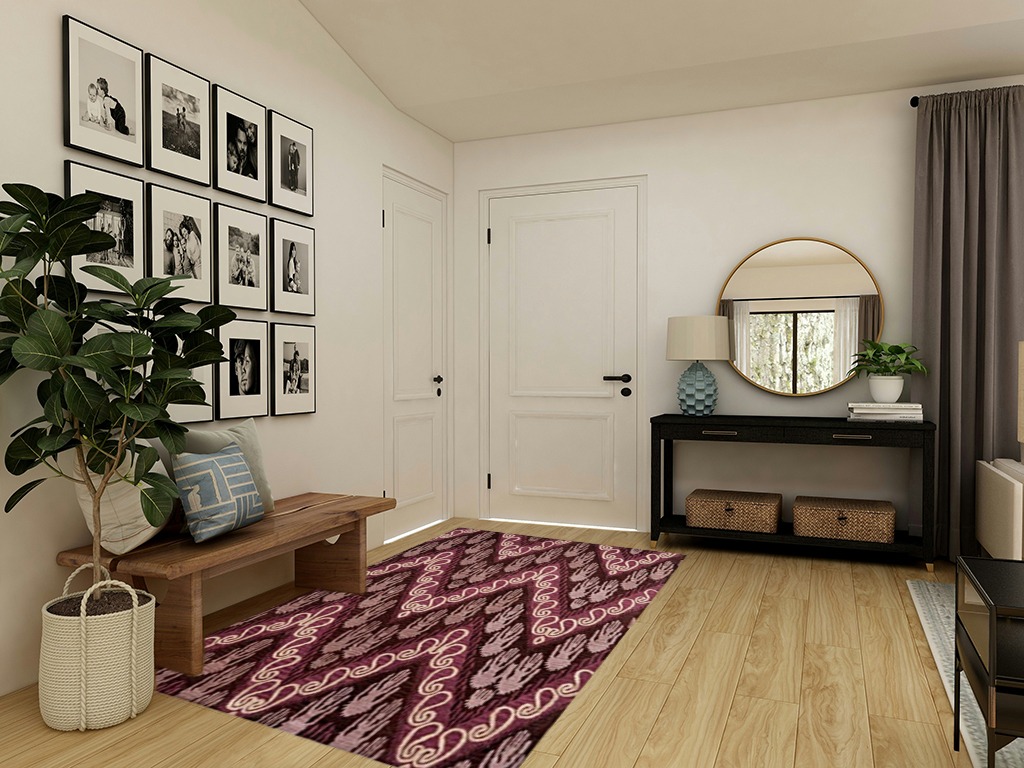 SAFAVIEH Ikat Collection Area Rug - 5' x 8', Dark Brown & Purple, Handmade Wool, Ideal for High Traffic Areas in Living Room, Bedroom (IKT473A) in Transitional Minimalistic Entryway