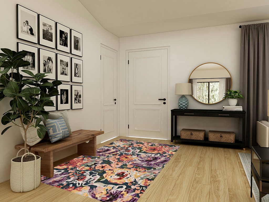 SAFAVIEH Blossom Collection Area Rug - 5' x 8', Blue & Purple, Handmade French Country Floral Wool, Ideal for High Traffic Areas in Living Room, Bedroom (BLM463M) in Transitional Minimalistic Entryway