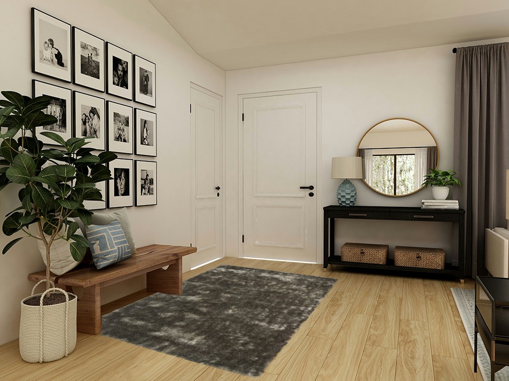 Paris Shag Collection 5' x 7' Silver in Transitional Minimalistic Entryway