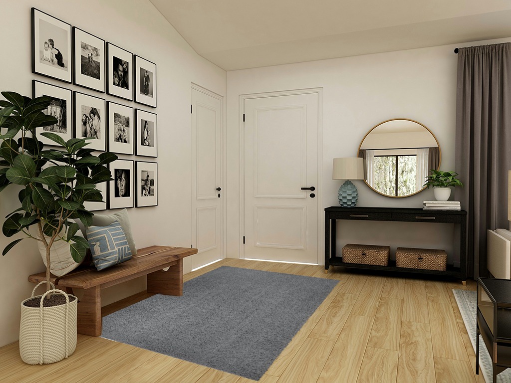 Mainstays Traditional Solid Gray Shag Indoor Area Rug, 5' x 7' in Transitional Minimalistic Entryway