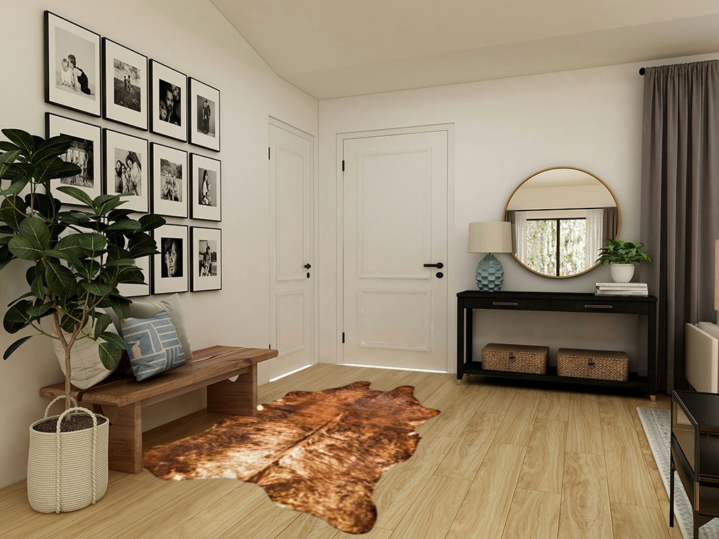 Faux fur rug ideas in Transitional Minimalistic Entryway