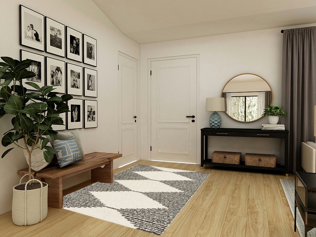 Dave Geometric Ivory/Black Area Rug Steelside Rug Size: Rectangle 5'3" x 7' in Transitional Minimalistic Entryway