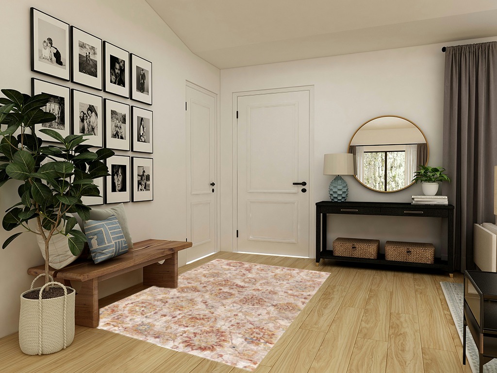 Allie Floral Handwoven Beige/Rust Area Rug Andover Mills Rug Size: Rectangle 5' x ... in Transitional Minimalistic Entryway