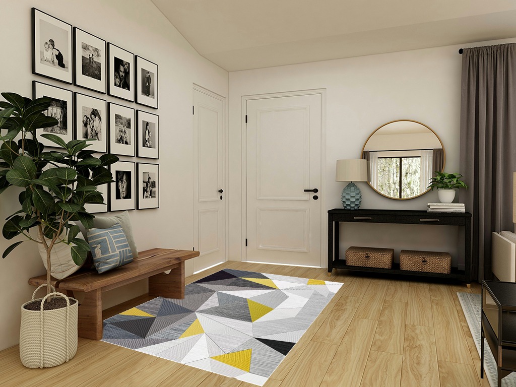 Scceatti Area Rug Rugs 6.5x4.5 Feet Washable Plush Non Slip Classroom Rug Rugs Large AbstractKitchen Rug Living Room Carpet Geometrically for Bedroom Bedside Carpet Floor Mat for Bedroom Living Room in Transitional Minimalistic Entryway