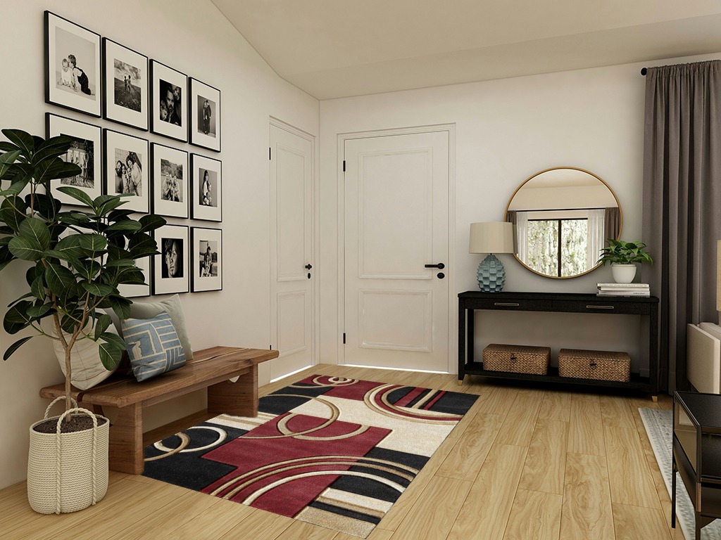 GLORY RUGS Area Rug Modern 5x7 Dark Red Soft Hand Carved Contemporary Floor Carpet with Premium Fluffy Texture for Indoor Living Dining Room and Bedroom Area. in Transitional Minimalistic Entryway