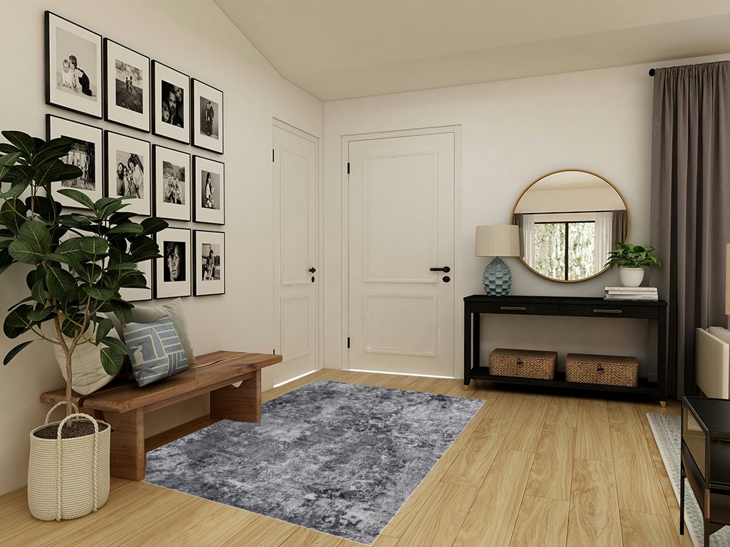 Area Rug Living Room Rugs: 5x7 Indoor Abstract Soft Fluffy Pile Large Carpet with Low Shaggy for Bedroom Dining Room Home Office Decor Under Kitchen Table Washable - Retro Gray in Transitional Minimalistic Entryway