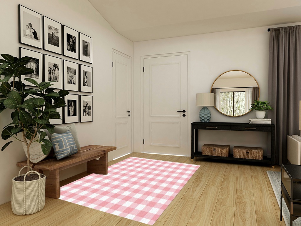 Pink Buffalo Plaid Rug, Fluffy Pink Rug Plush Area Rug, Pink and White Rug, Checkered Rug Living Room Rugs, Area Rugs for Kids Room & Bedroom Decor, Rugs for Living Room, Carpet 5x7ft Rugs for Bedroom in Transitional Minimalistic Entryway