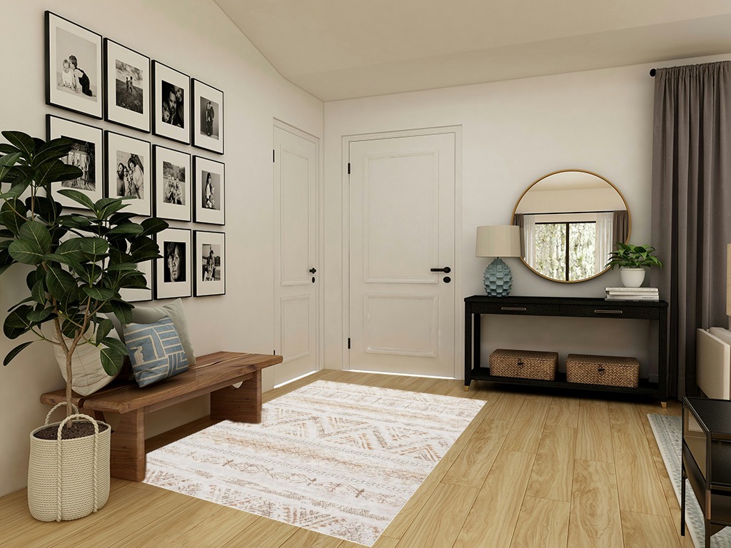 Entryway rug ideas washable in Transitional Minimalistic Entryway