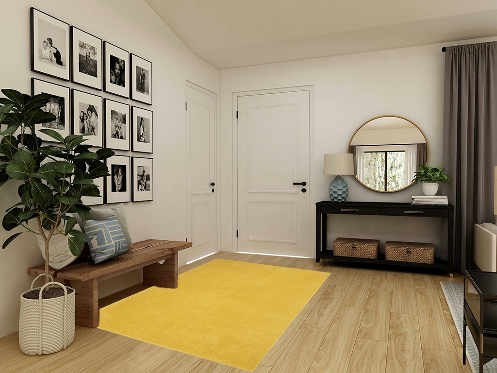 Nourison Essentials Indoor/Outdoor Yellow 5' x 7' Area Rug, Easy -Cleaning, Non Shedding, Bed Room, Living Room, Dining Room, Backyard, Deck, Patio (5x7) in Transitional Minimalistic Entryway