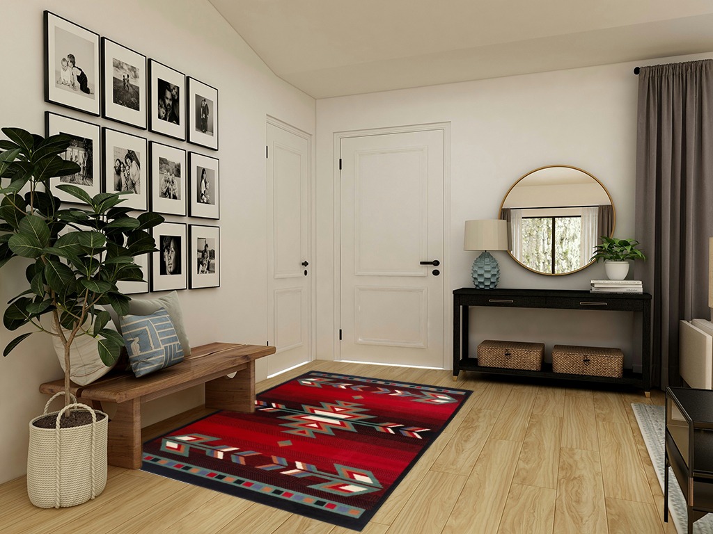 Home Dynamix Sagrada Southwest Area Rug 5x7 Black/Red/Ivory in Transitional Minimalistic Entryway