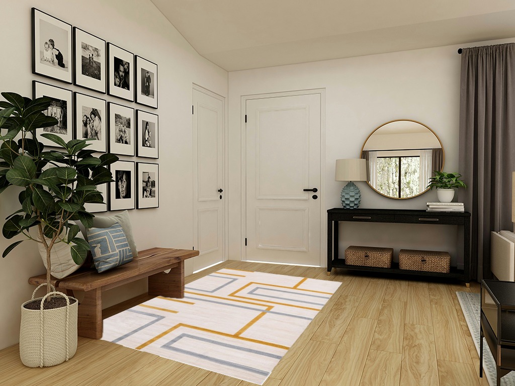 Well Woven Good Vibes Fiona Gold Modern Geometric Lines 5'3" x 7'3" 3D Texture Area Rug, 5 ft 3 in x 7 ft 3 in Transitional Minimalistic Entryway