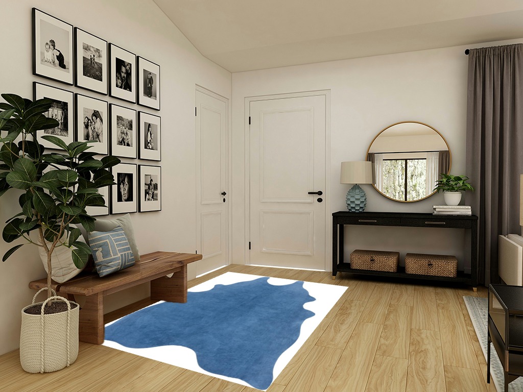 Cowhide rug decor ideas in Transitional Minimalistic Entryway