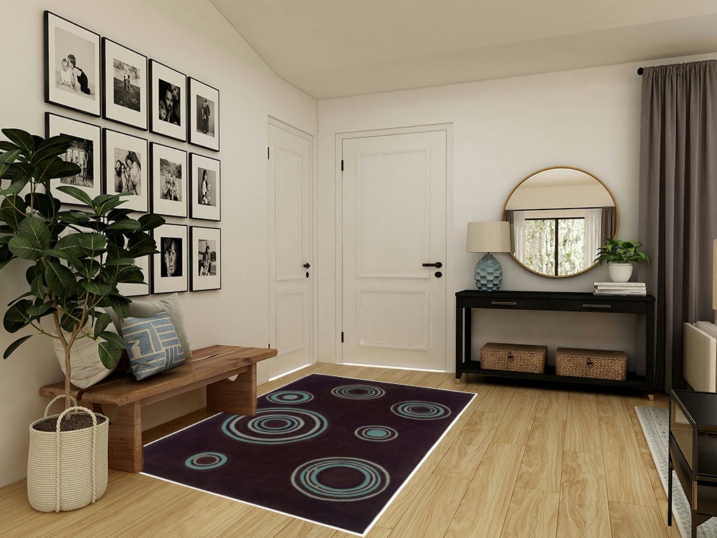 Cowhide rug decor ideas in Transitional Minimalistic Entryway