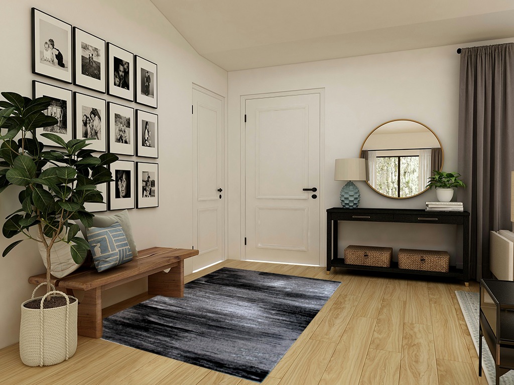 Masada Rugs, Modern Contemporary Area Rug, Grey Black White (5 Feet x 7 Feet) in Transitional Minimalistic Entryway