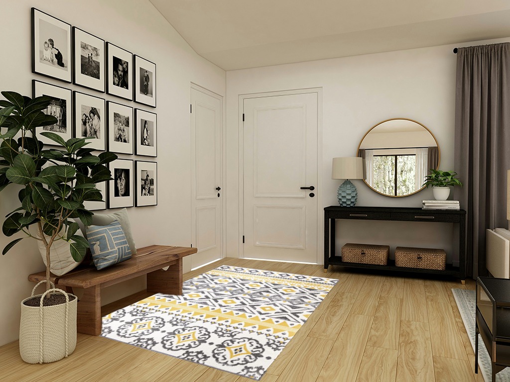 Farmhouse rug ideas in Transitional Minimalistic Entryway