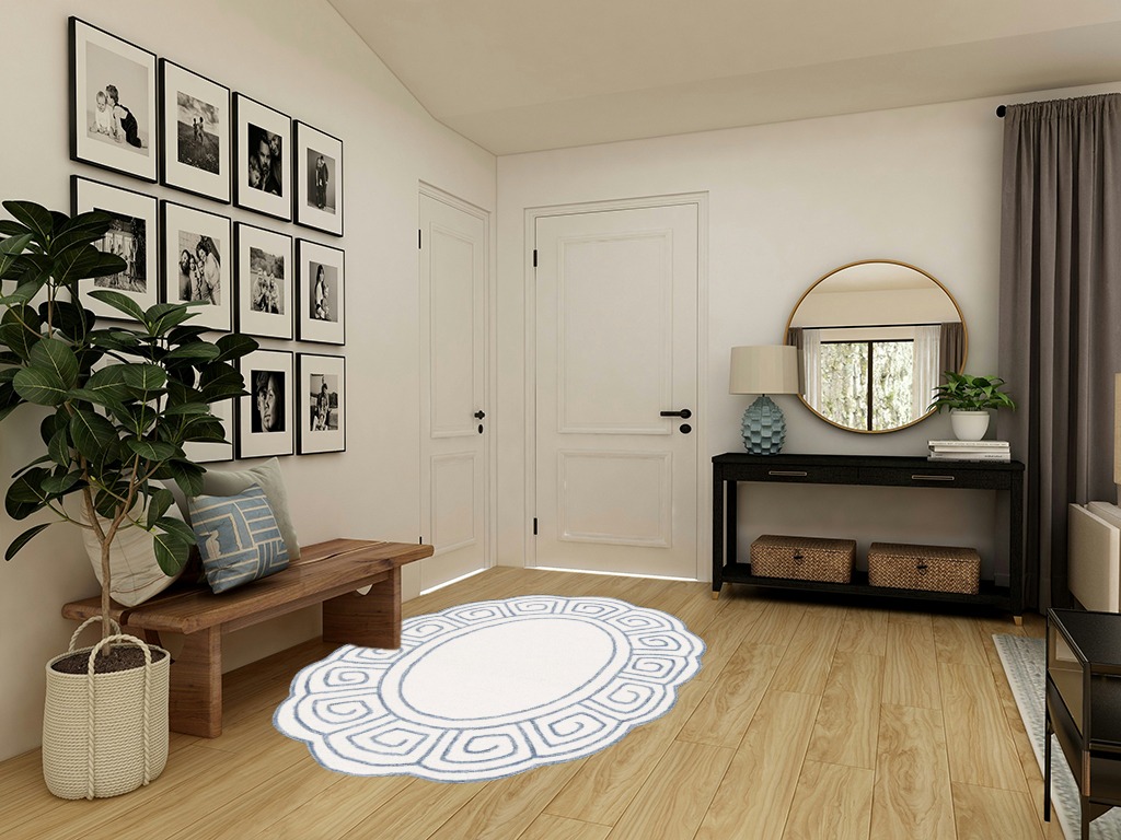 SAFAVIEH Novelty Collection Area Rug - 4'6" x 6'6" Oval, Ivory & Blue, Handmade Wool, Greek Key Border Design, Ideal for High Traffic Areas in Living Room, Bedroom, Dining (NOV109A-4OV) in Transitional Minimalistic Entryway