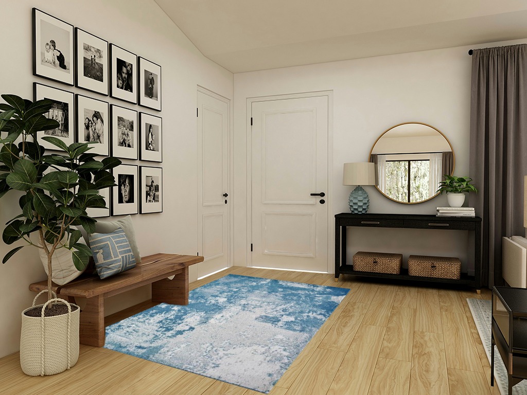 LUXE WEAVERS Abstract Blue 5x7 Area Rug in Transitional Minimalistic Entryway