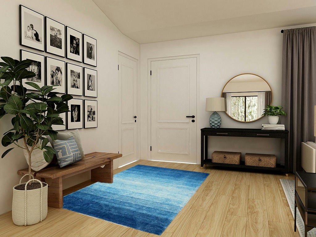 Wonnitar Modern Ombre Washable 5x7 Area Rugs,Large Blue Rug for Bedroom,Non-Shedding Living Room Throw Rug,Non-Slip Abstract Dining Room Floor Carpet for Bedside Kids Room Office in Transitional Minimalistic Entryway