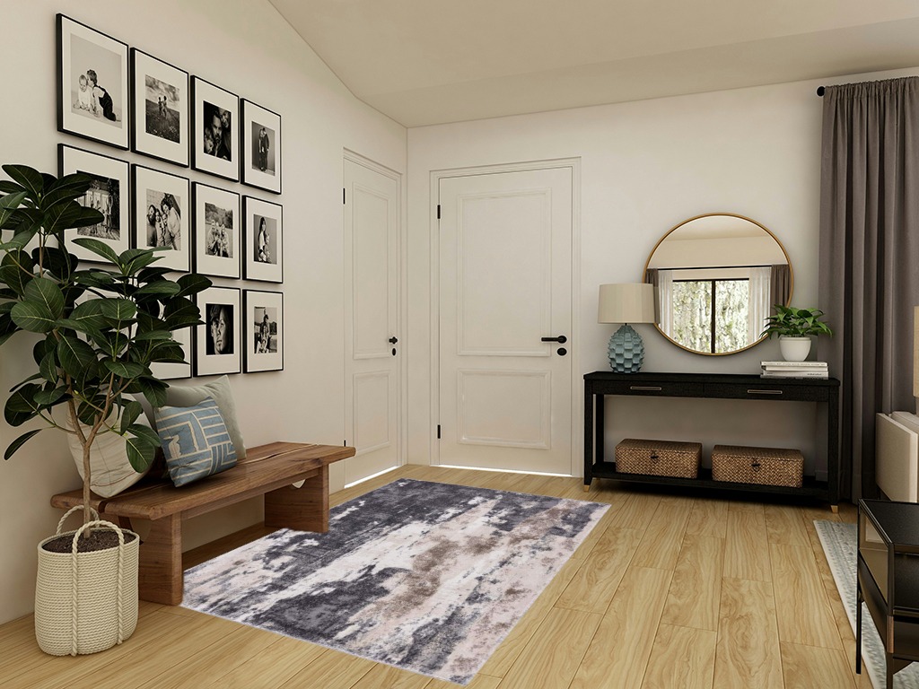 LUXE WEAVERS Euston Gray 5 x 7 Abstract Modern Area Rug in Transitional Minimalistic Entryway