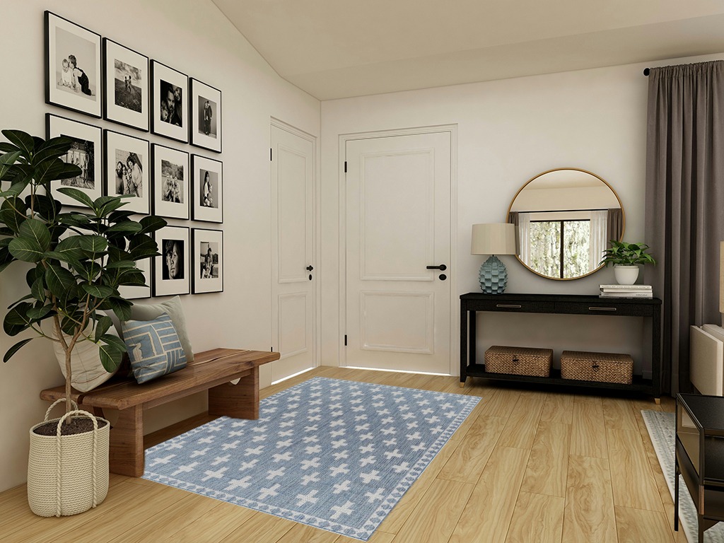 Blue rug ideas in Transitional Minimalistic Entryway