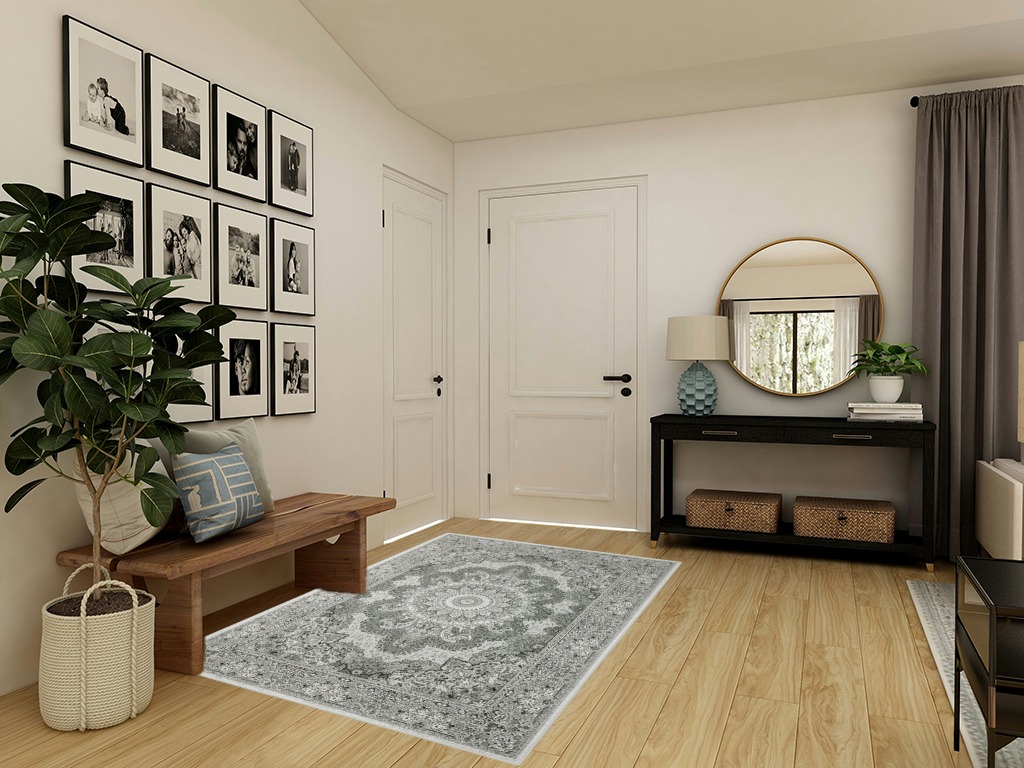 Entryway rug ideas washable in Transitional Minimalistic Entryway